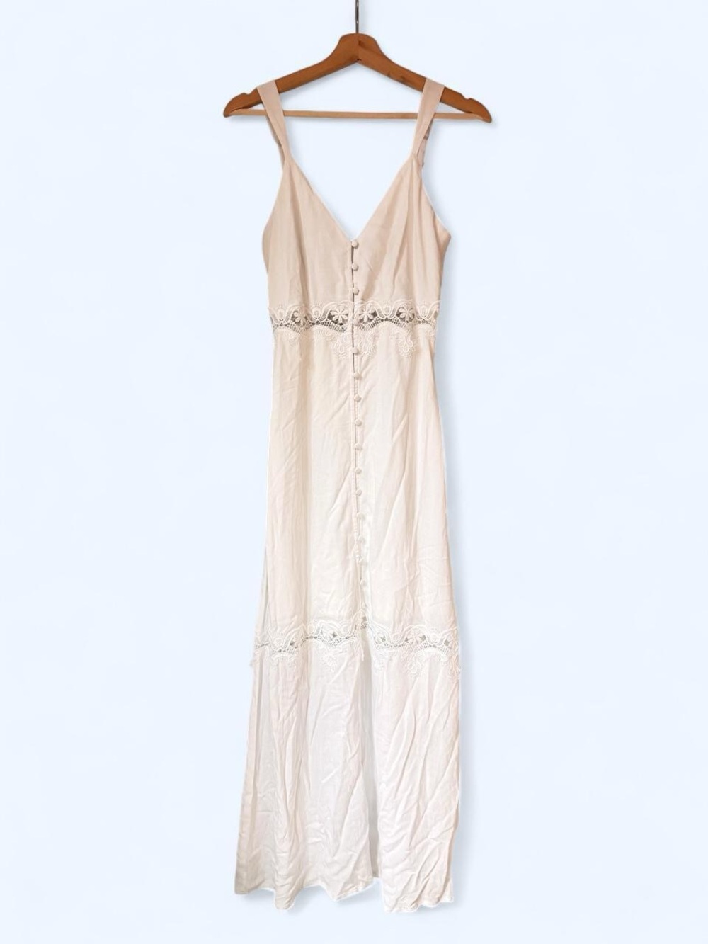NWT GUESS Summer Cream Lace-Trim Maxi Dress size XS - Picture 3 of 6